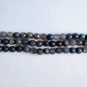 Fil de perles en Agate Noir - 8mm