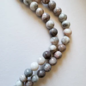 Fil de perles en Jaspe Gris - 8mm