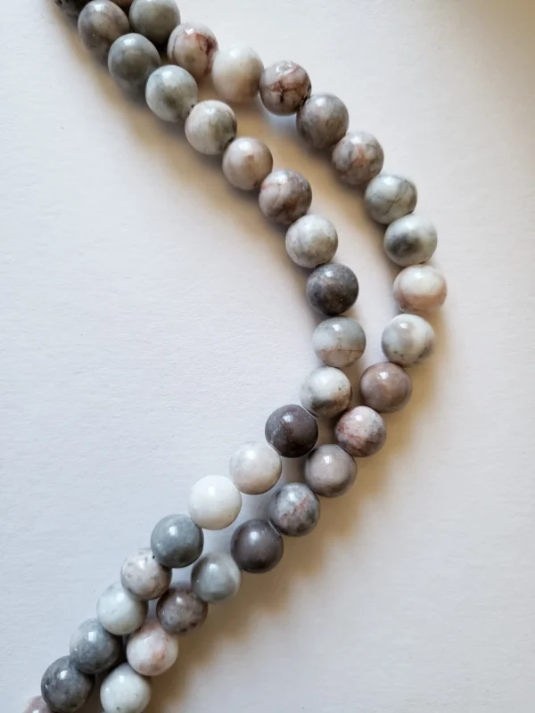 Fil de perles en Jaspe Gris - 8mm