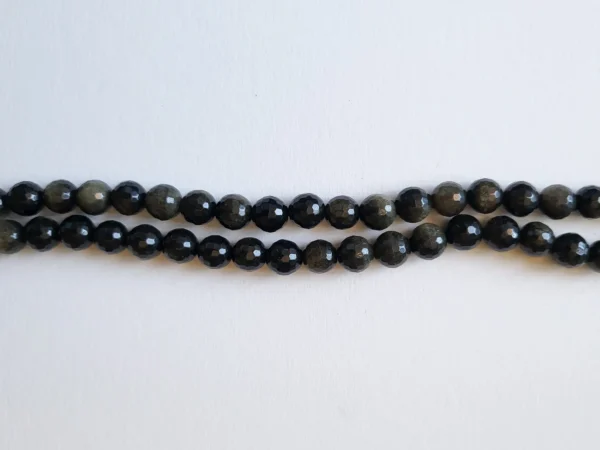 Fil de perles en Obsidienne Noir Facettée - 8mm