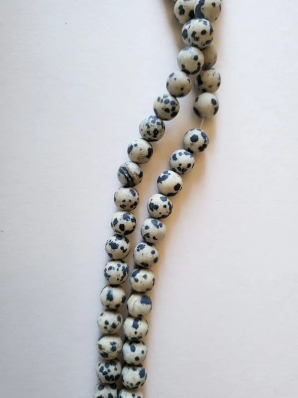 Fil de perles en Jaspe Dalmatien mat Gris - 8mm