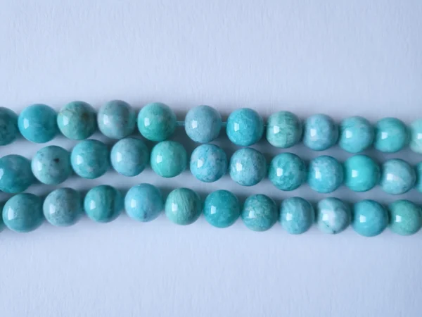 Fil de perles en Amazonite A Bleu et Turquoise Rond - 10mm