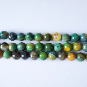 fil de perles Agate d'Afrique facettée jaune vert -10mm
