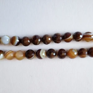 Fil de perles en Agate Marron Facettée - 10mm