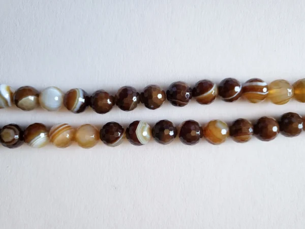 Fil de perles en Agate Marron Facettée - 10mm