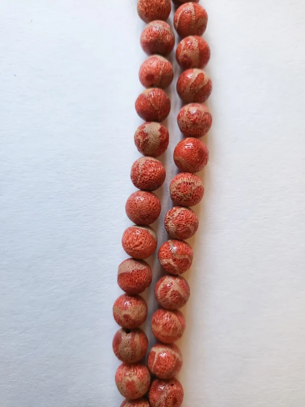 Fil de perles en Gorgone naturelle orange - 8mm