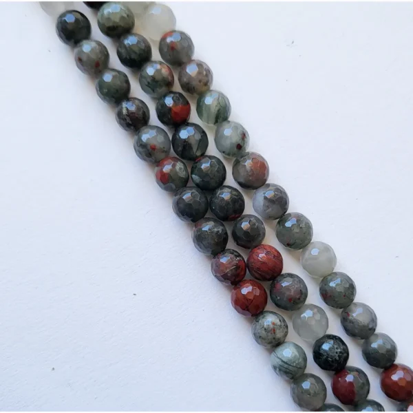 Fil de perles en Agate army style Facettée Vert et Gris - 8mm de Afrique