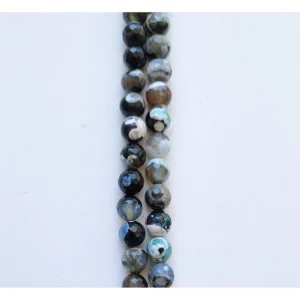 Fil de perles en Agate Facettée Vert et Noir - 8mm