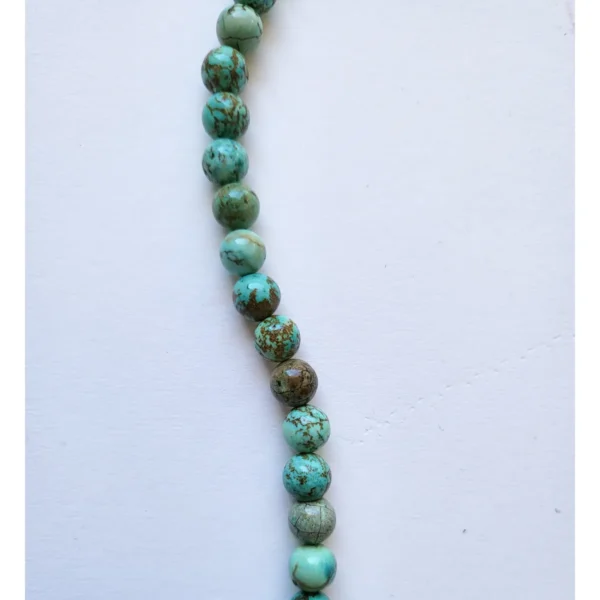 Fil de perles en Magnésite turquoise du pérou Ronde Vert et Marron - 8mm de Pérou