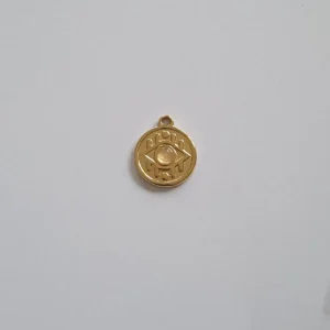 Pendentif Pierre Œil (Blanc) en Acier Inoxydable et Pierre