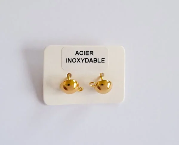 Puces d’oreilles demi boule en Acier Inoxydable